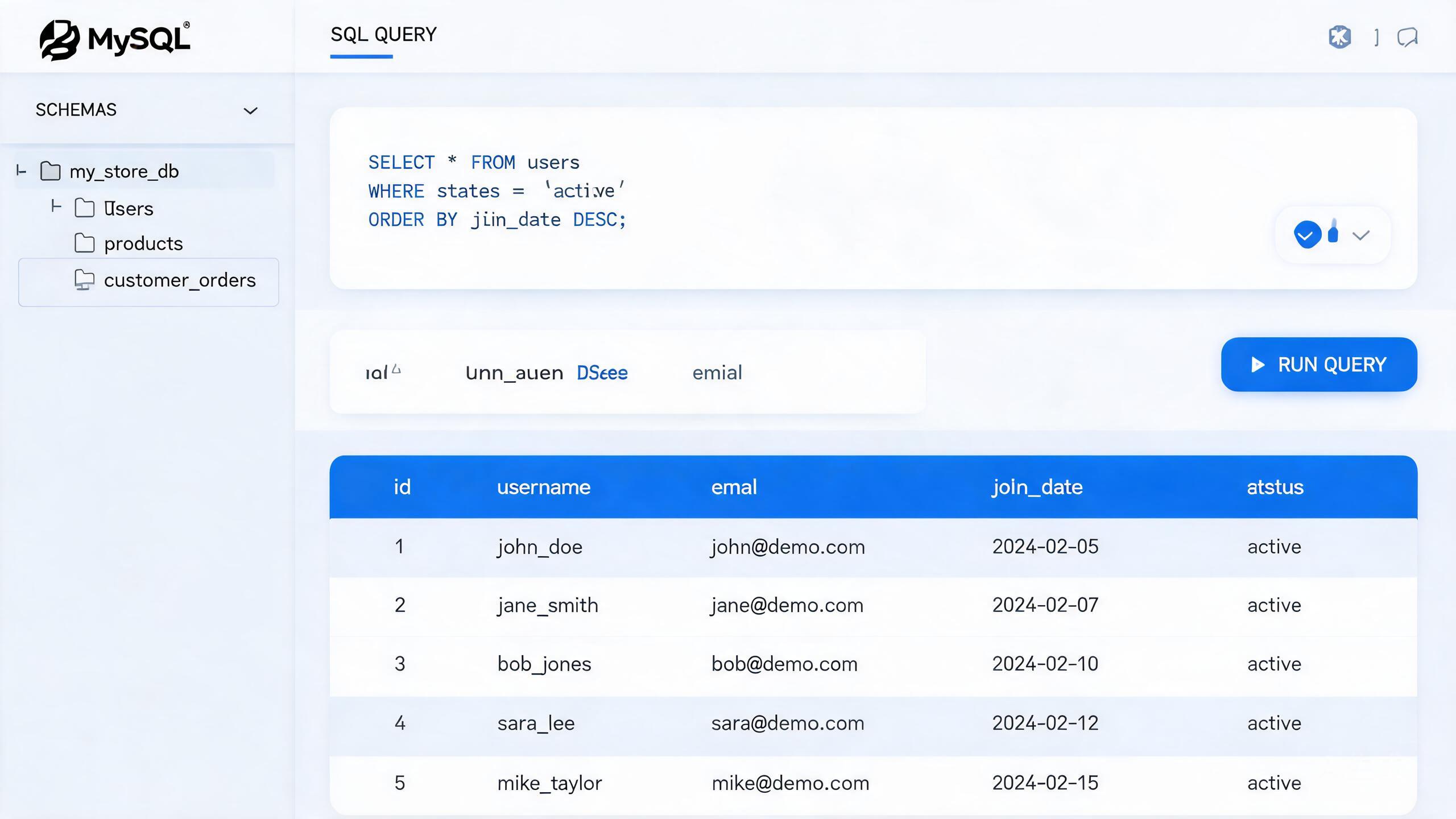 MySQL 界面预览