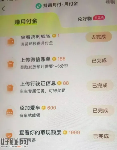 dy-我的-右上角三横杠 ，dy月.付-月付金