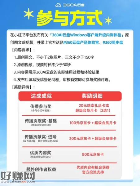 360云盘 按要求发笔记 ，通过审核可以领20瑞幸礼品卡