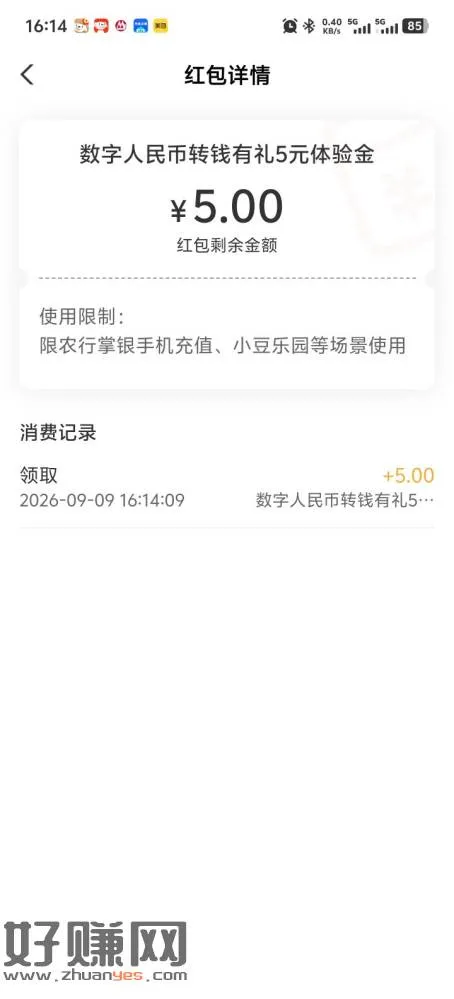 农行数币5元红包