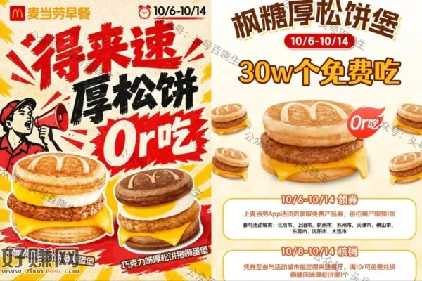 9城麦当劳请吃枫糖厚松饼堡