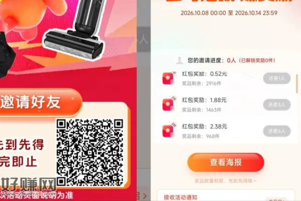 V扫 需加企V 邀一好友 ,有0.52🧧 到指定人数