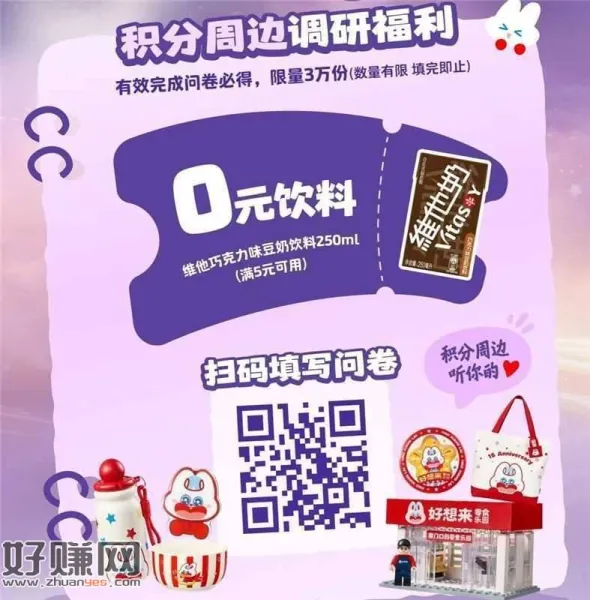 好想来 填问卷 ，有3w份维他奶 先填看看 ​