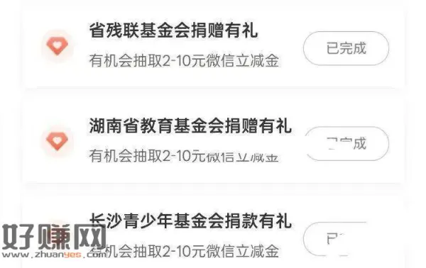 限湖南农.行-热门活d ，体验赢好礼 有3个捐款项目